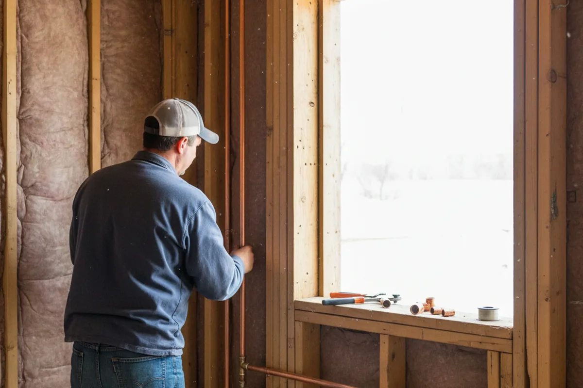 Licensed plumber running new copper supply lines in a Oregon home